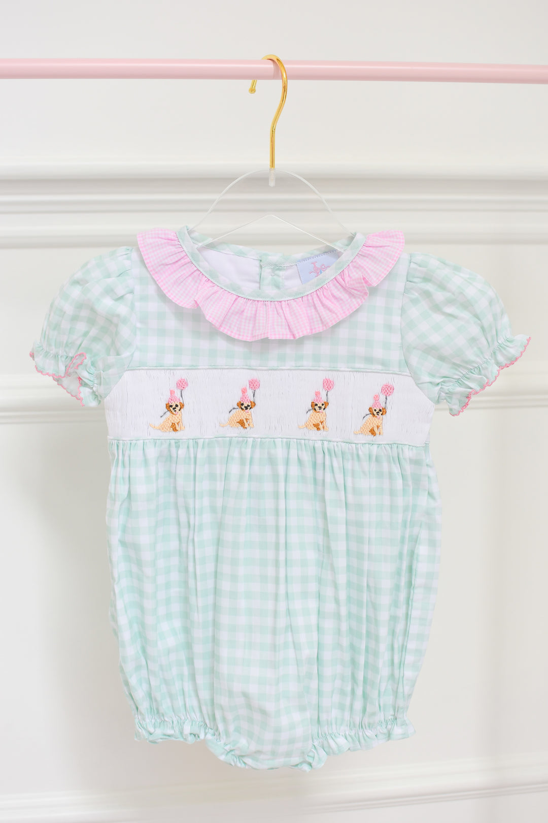 PRE-ORDER Girls Smocked Birthday Puppy Bubble