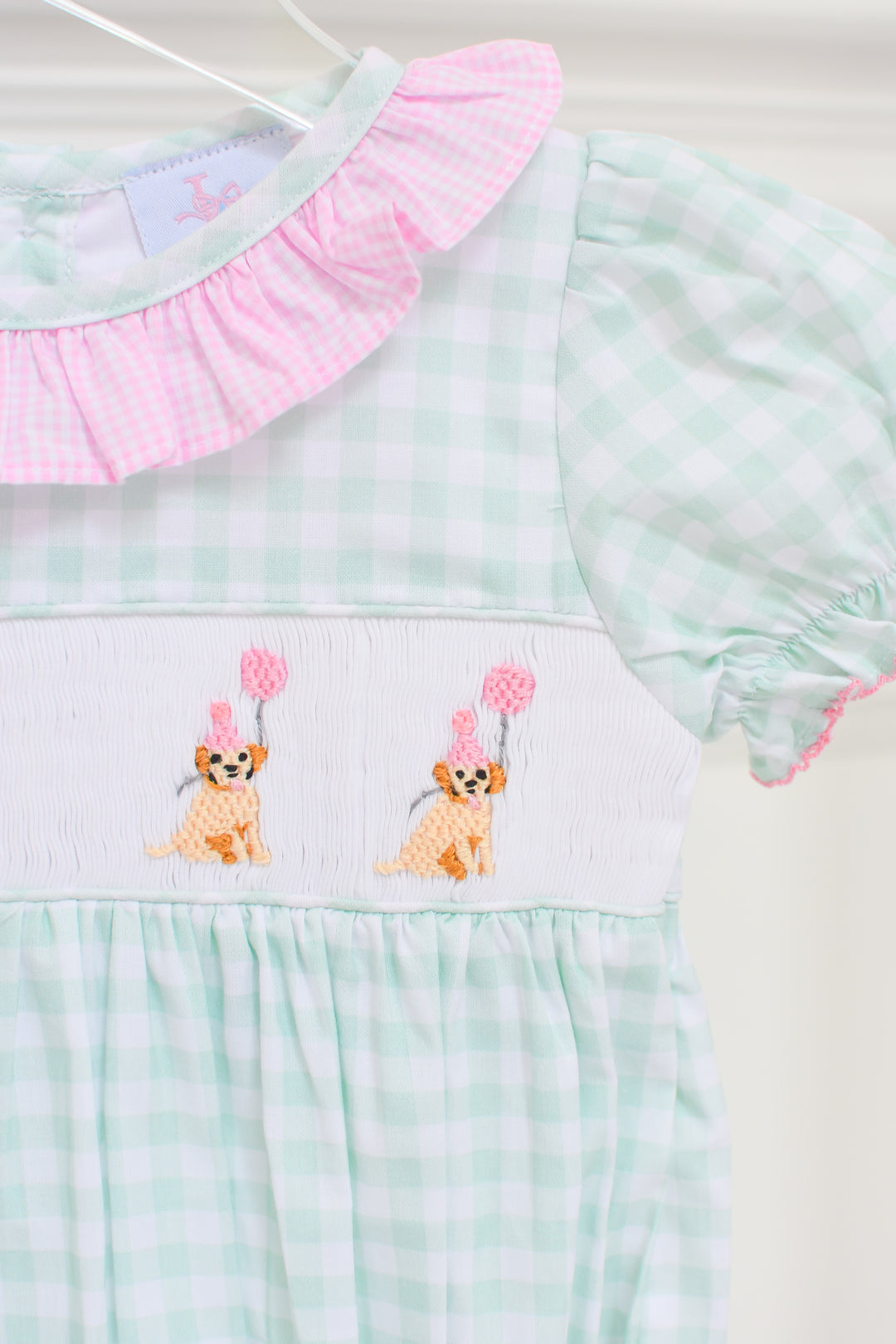 PRE-ORDER Girls Smocked Birthday Puppy Bubble