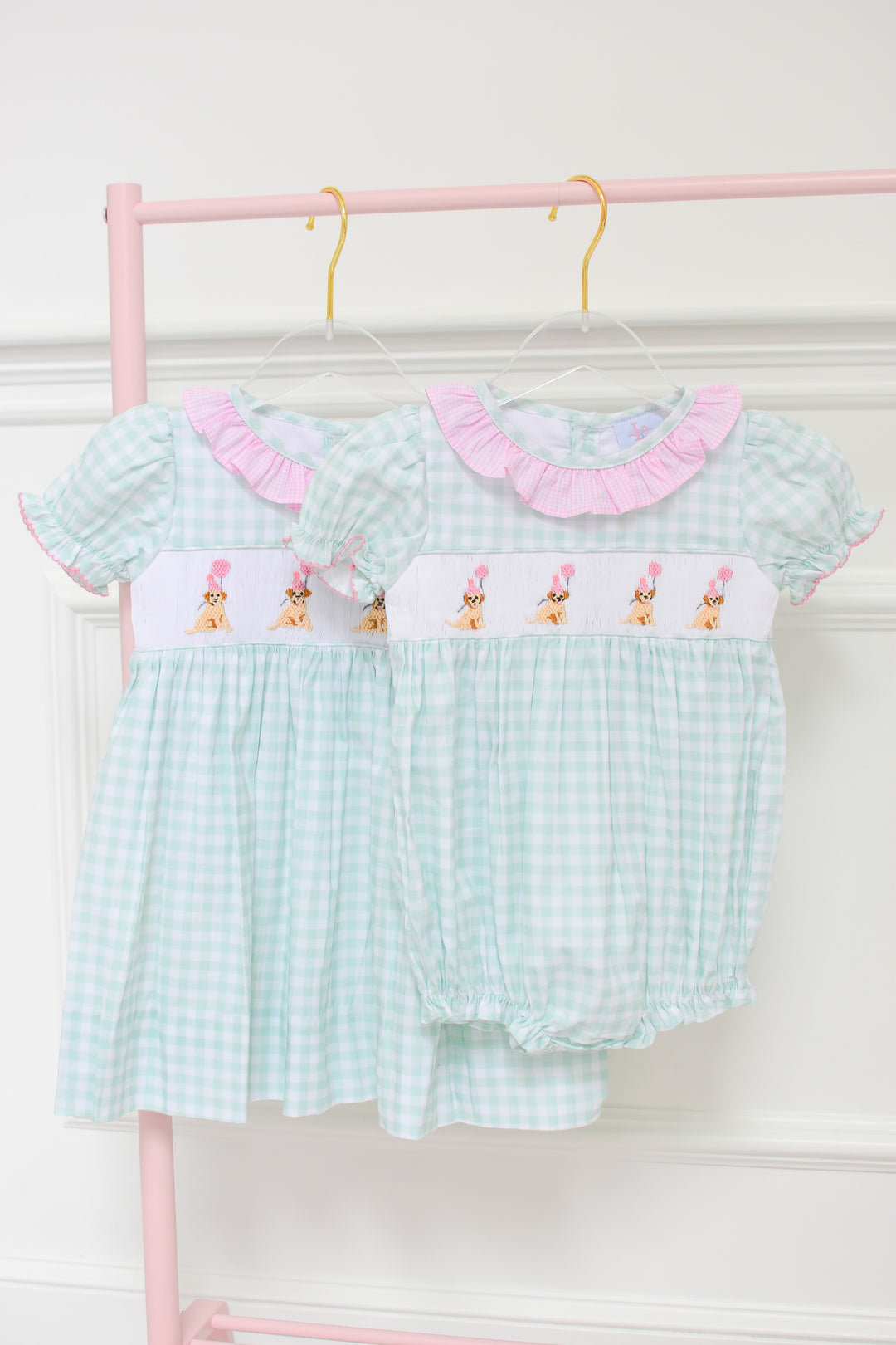 PRE-ORDER Girls Smocked Birthday Puppy Bubble