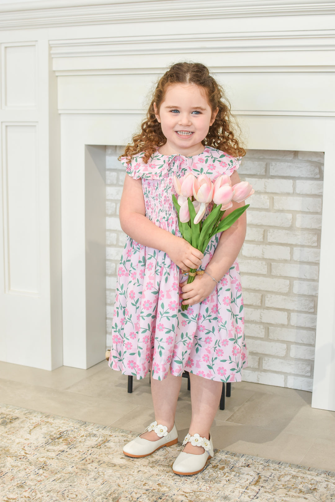 Floral Bunny Smocked Dress