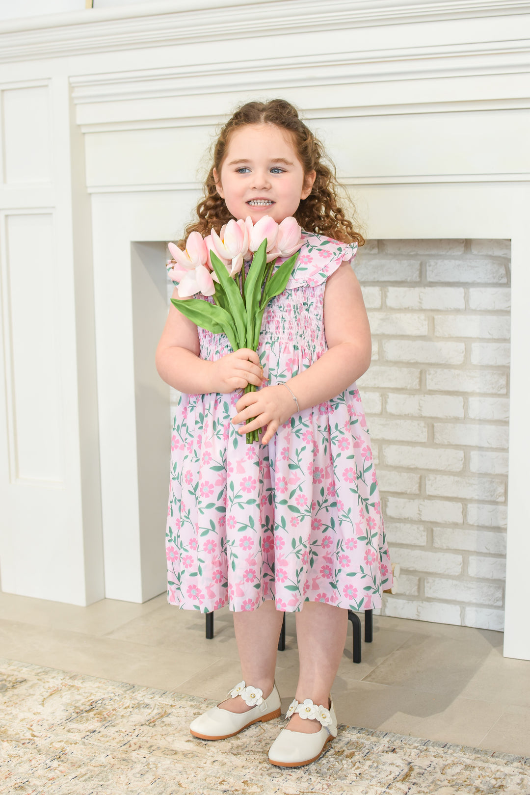 Floral Bunny Smocked Dress