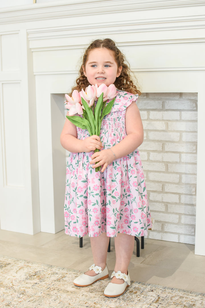 Floral Bunny Smocked Dress