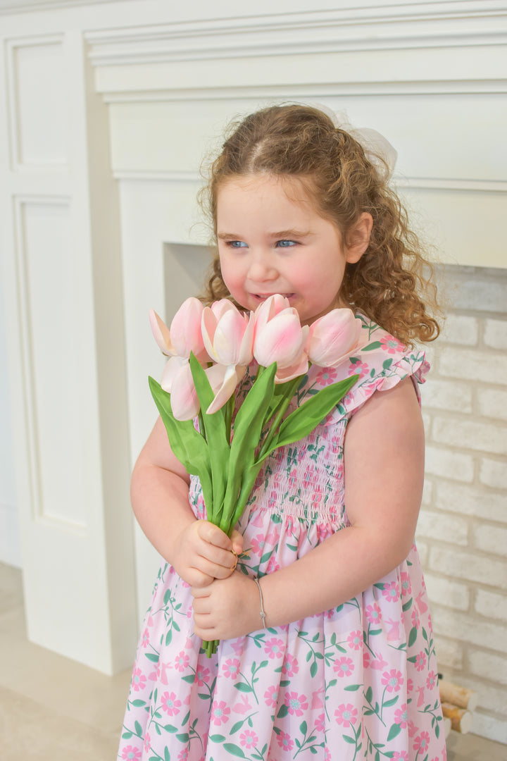 Floral Bunny Smocked Dress
