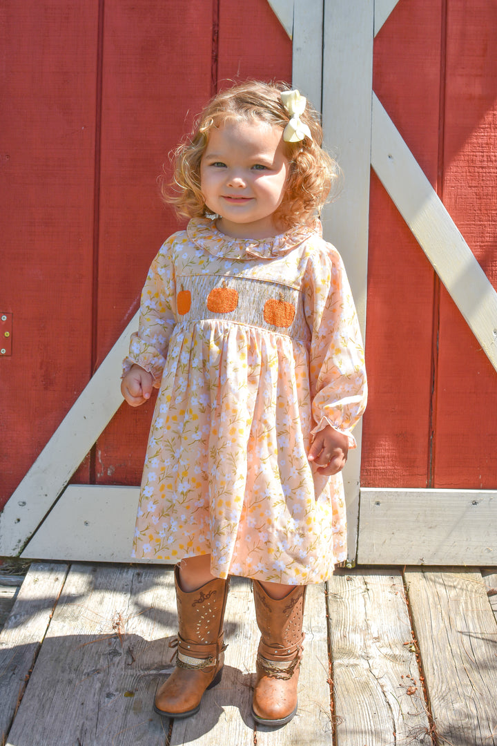 PRE-ORDER Golden Pumpkin Floral Dress