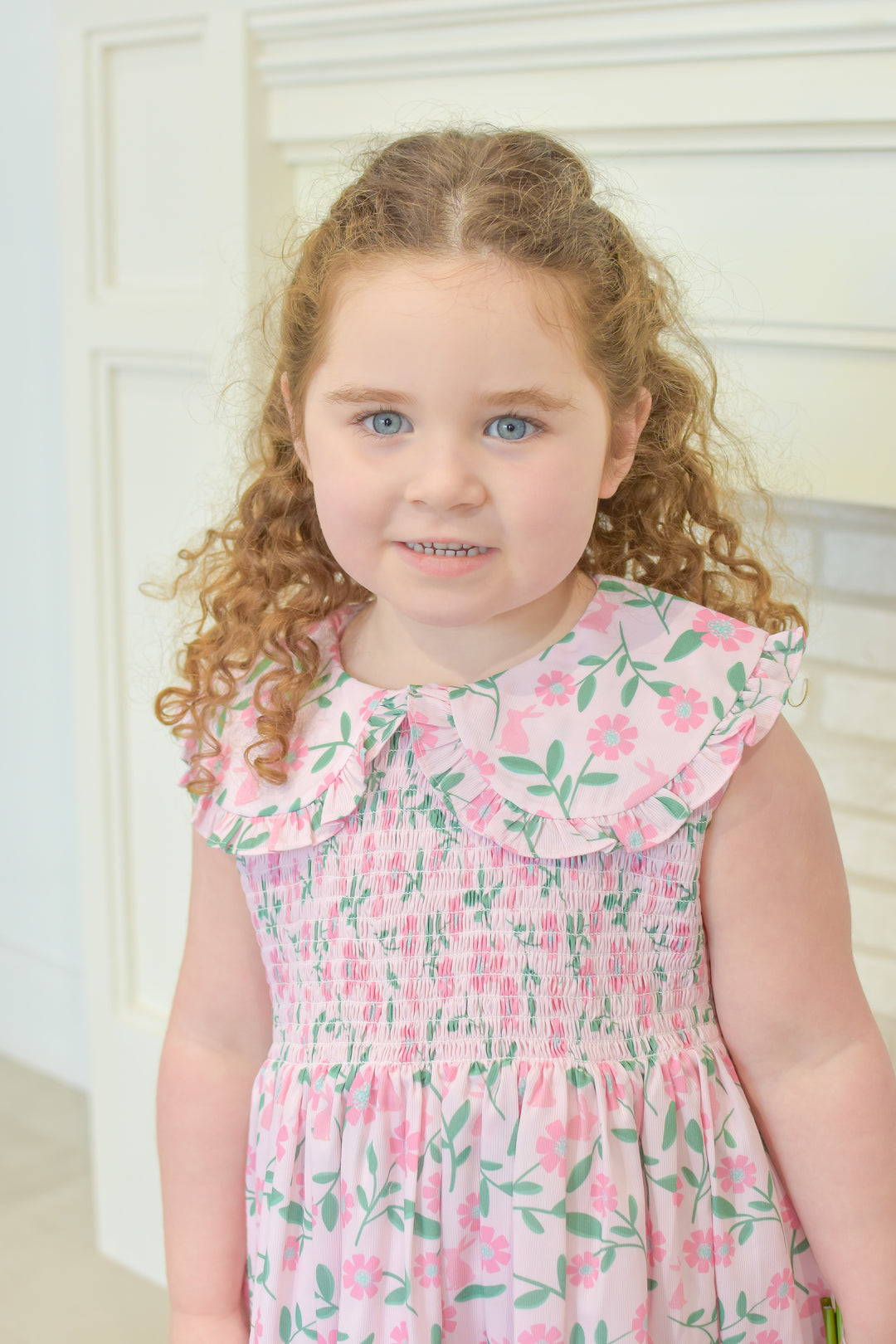 Floral Bunny Smocked Dress