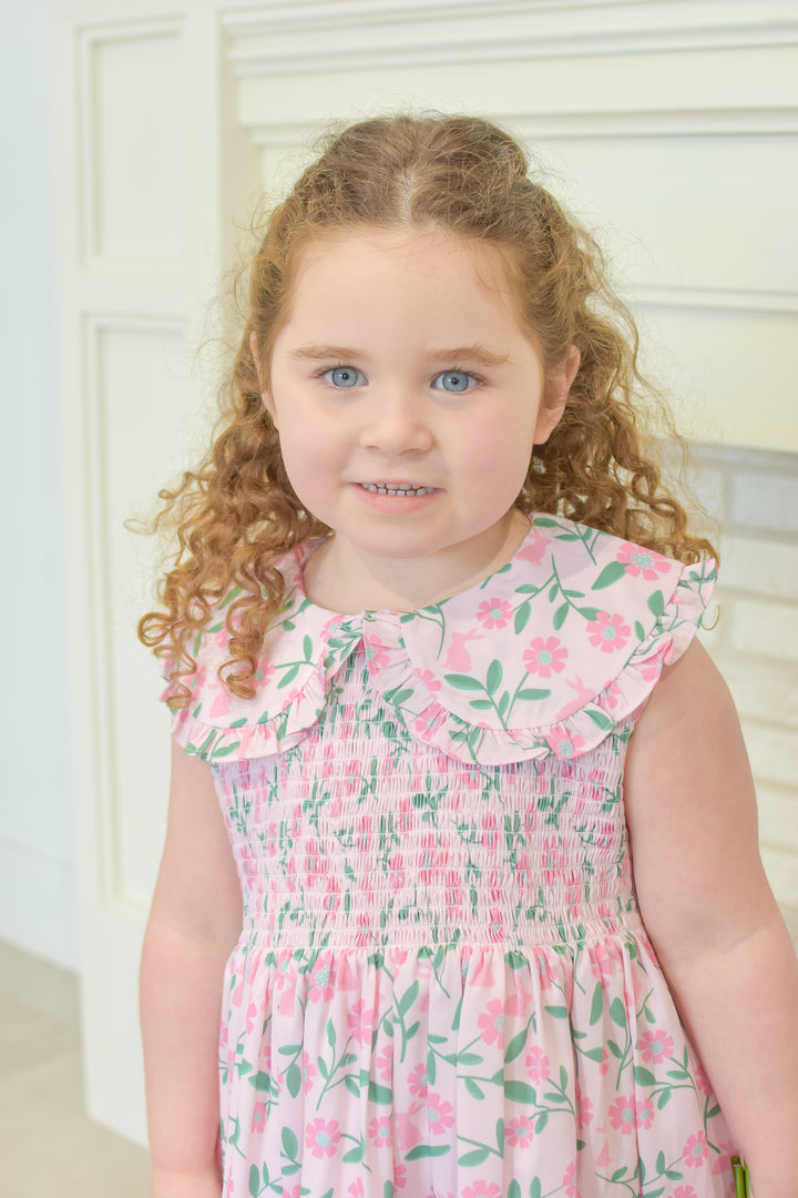 Floral Bunny Smocked Dress