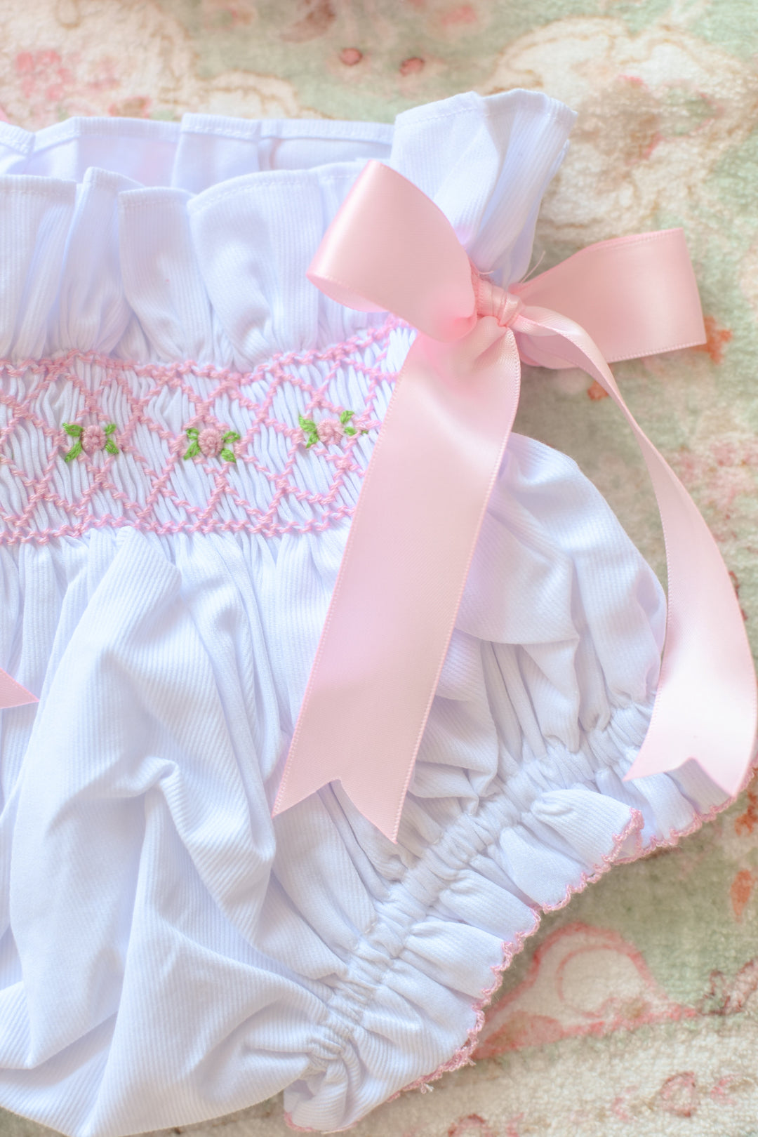 Rosebud Smocked Diaper Set