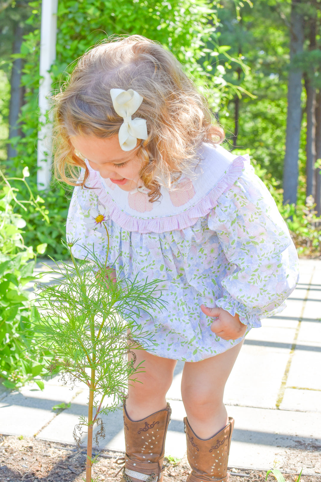 PRE-ORDER Pink Floral Smocked Pumpkin Bubble