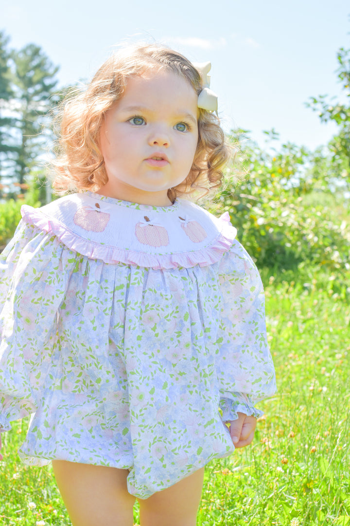 PRE-ORDER Pink Floral Smocked Pumpkin Bubble