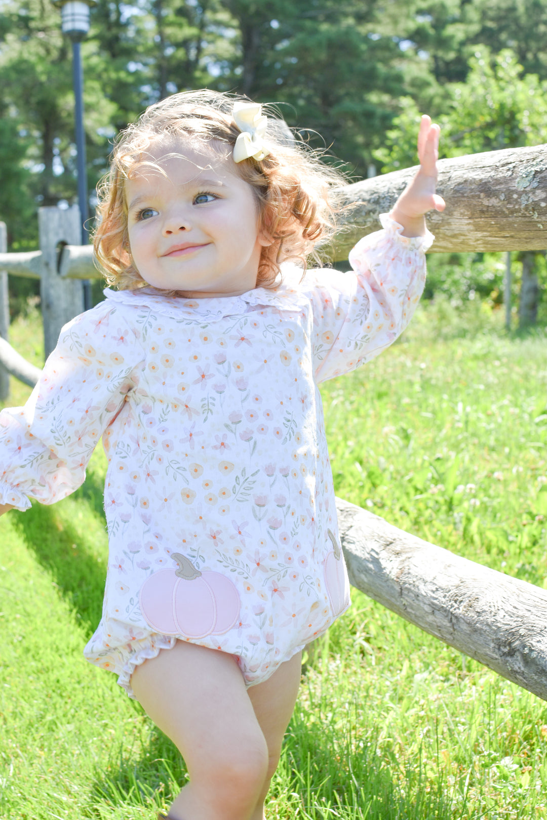 PRE-ORDER Pastel Floral Pumpkin Long Sleeve Bubble