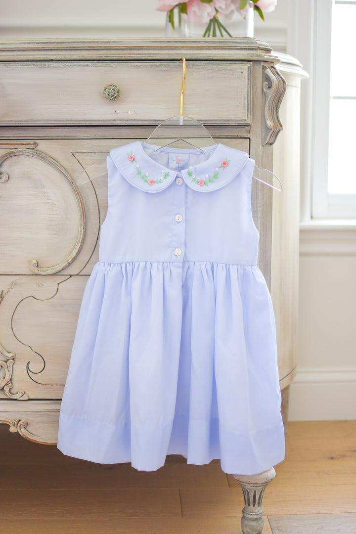 Roses Sleeveless Smocked Dress in Blue
