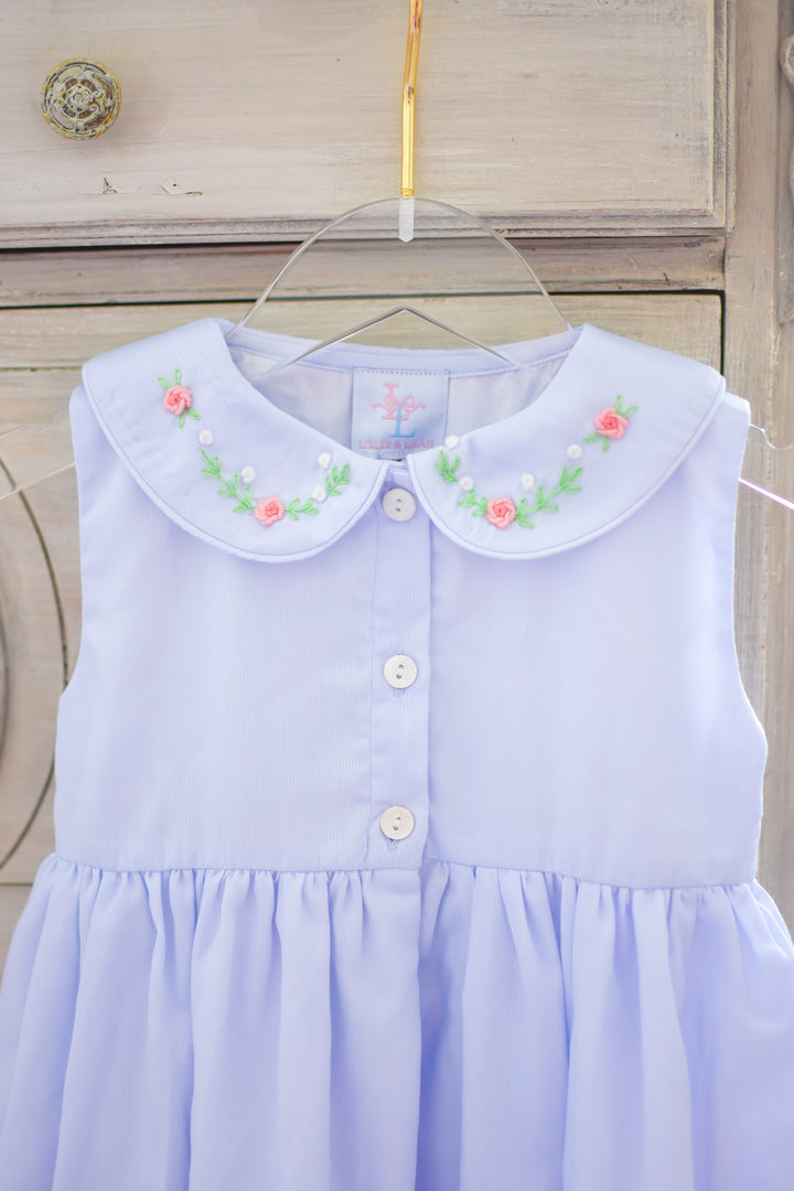 Roses Sleeveless Smocked Dress in Blue