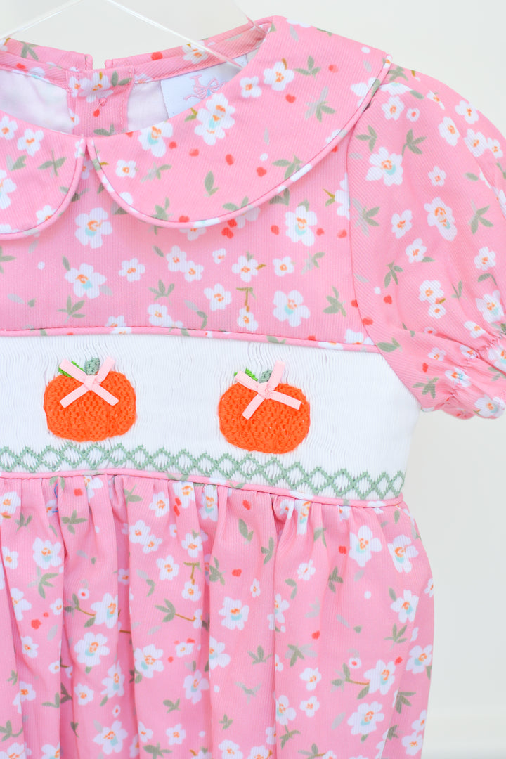 PRE-ORDER Autumn Floral Pumpkin Smocked Bubble