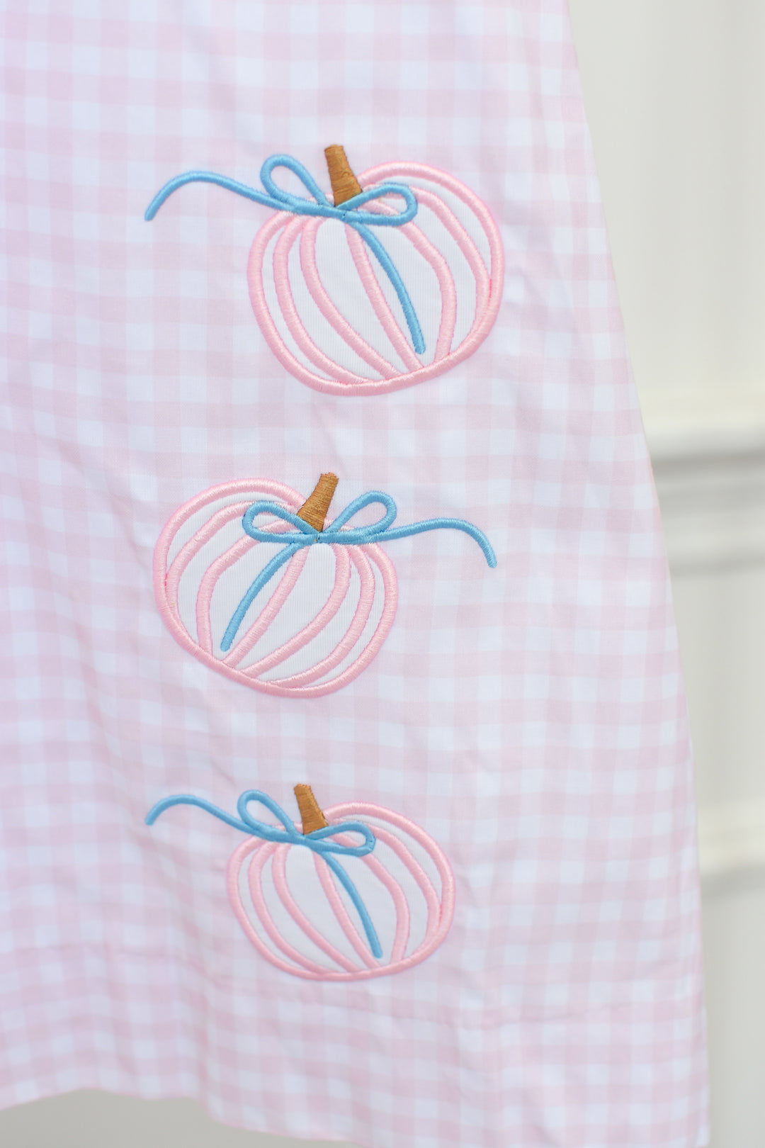 PRE-ORDER Girls Pink Gingham Pumpkin Dress