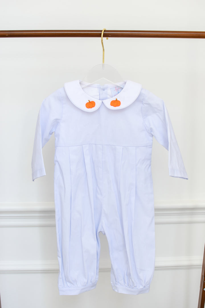 PRE-ORDER Boys Blue Pumpkin Peter Pan Collar Romper
