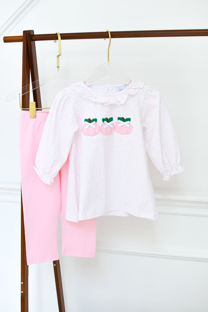 PRE-ORDER Pink Polka Dot Pink Pumpkin Legging Set