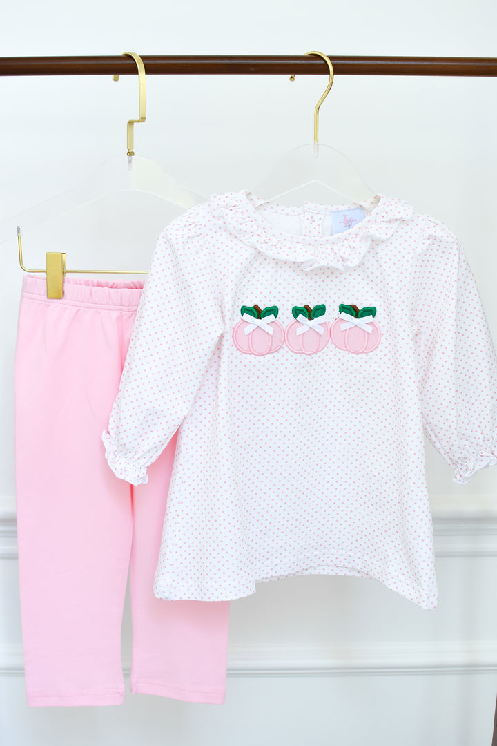 PRE-ORDER Pink Polka Dot Pink Pumpkin Legging Set