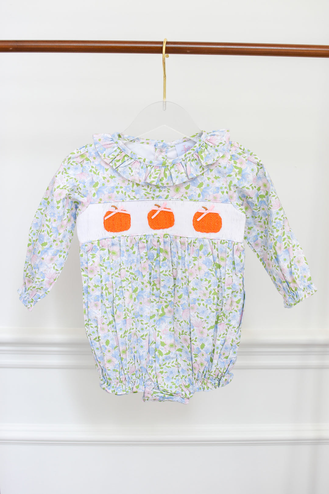 PRE-ORDER Pastel Floral Pumpkin Smocked Bubble