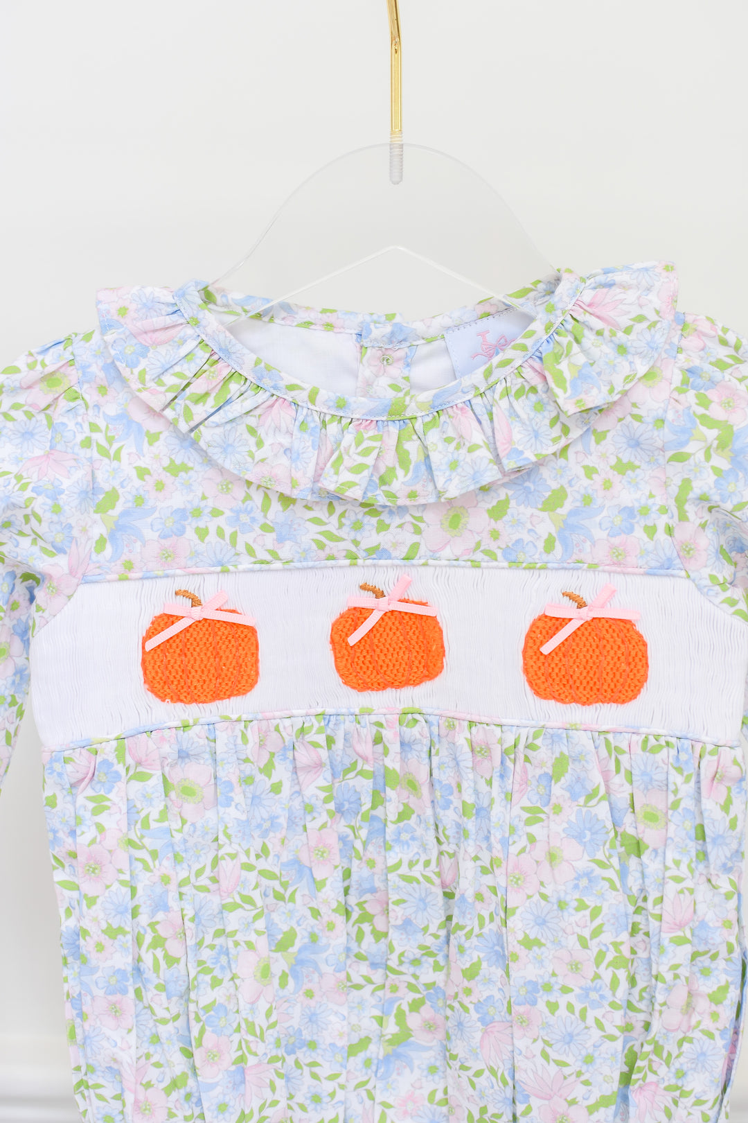 PRE-ORDER Pastel Floral Pumpkin Smocked Bubble