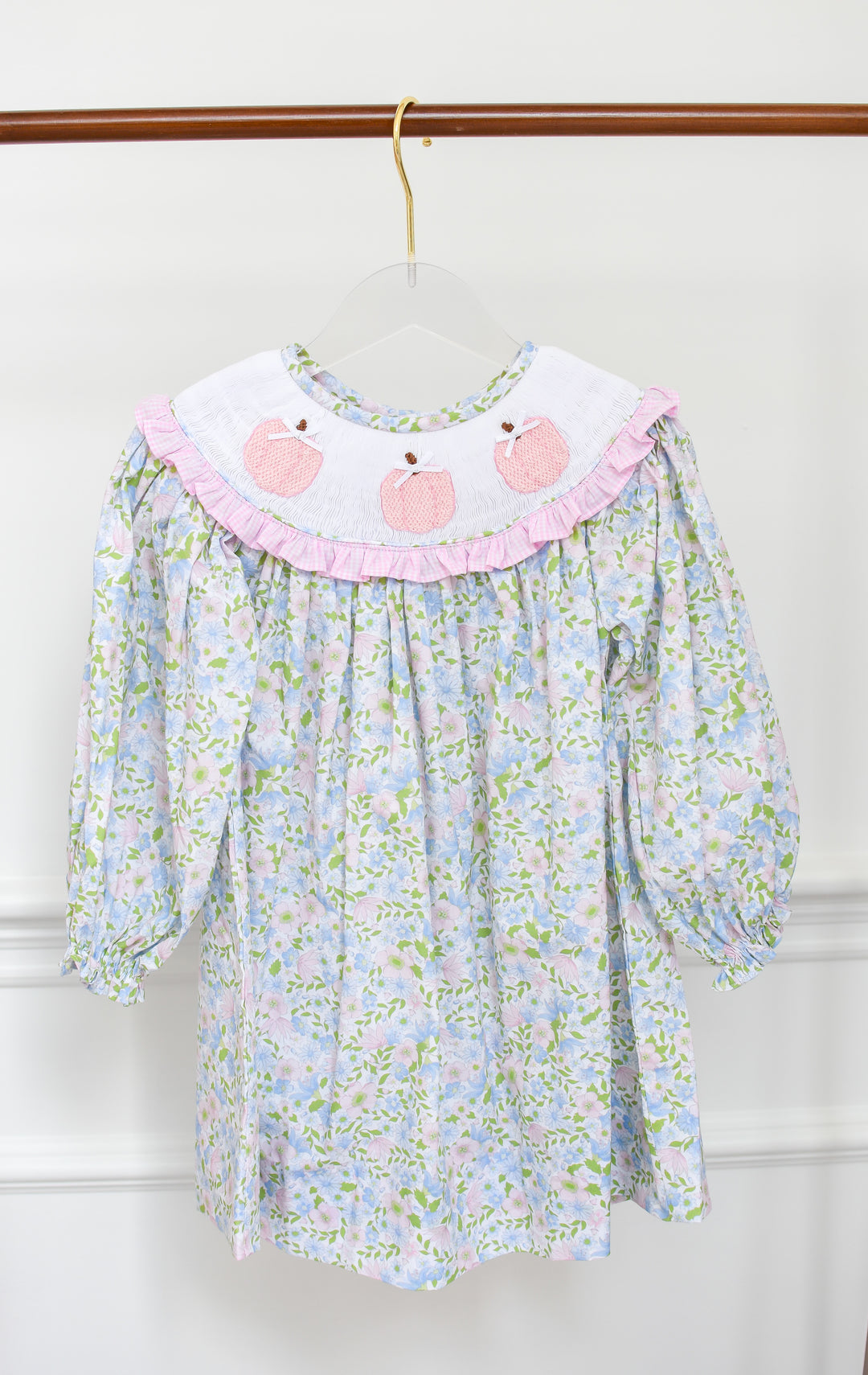 PRE-ORDER Pink Floral Smocked Pumpkin Dress