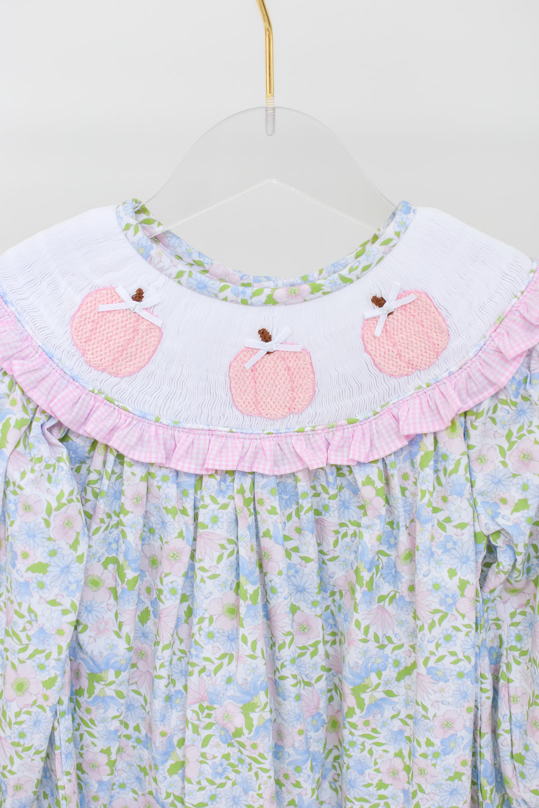 PRE-ORDER Pink Floral Smocked Pumpkin Dress