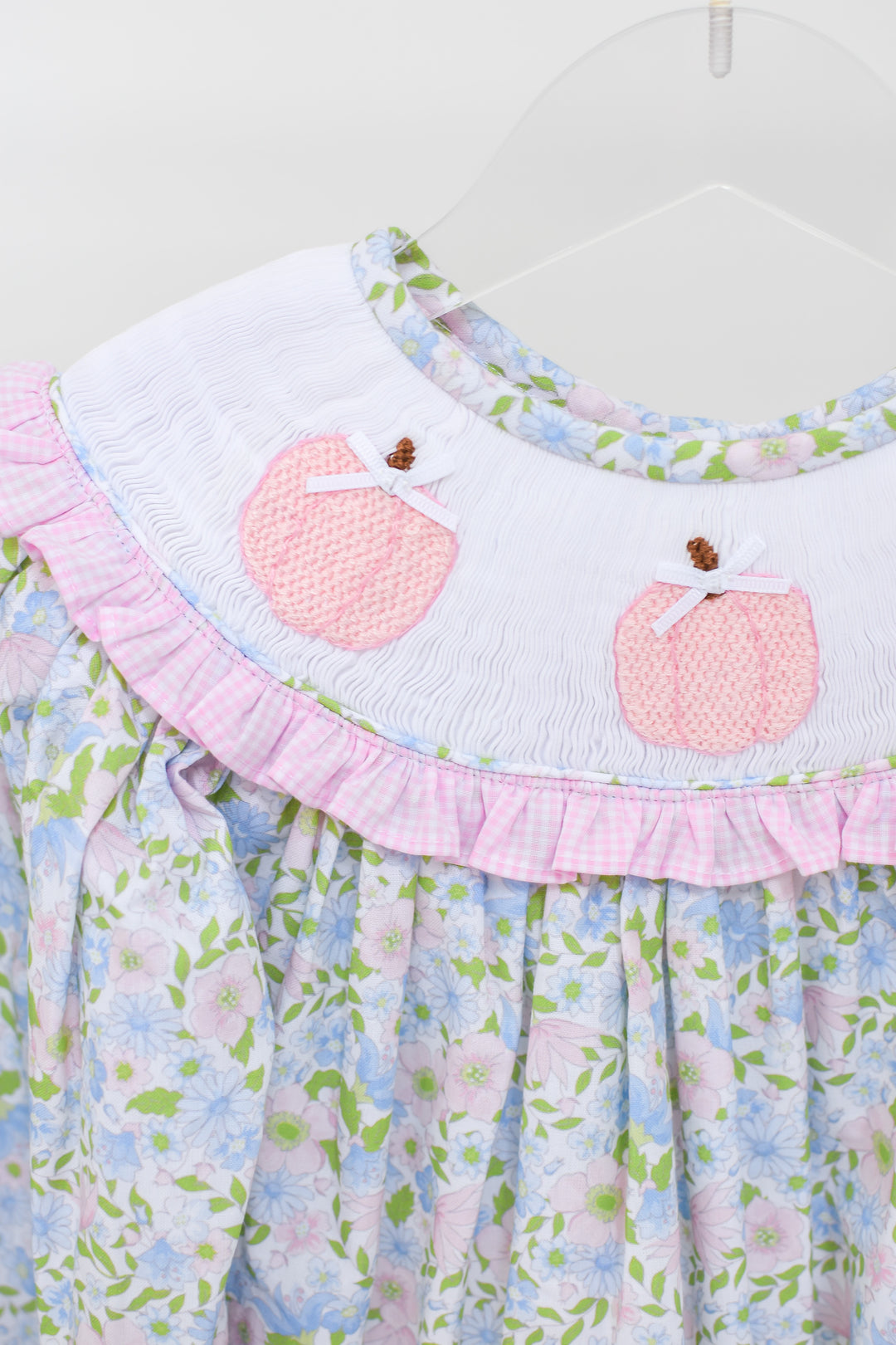 PRE-ORDER Pink Floral Smocked Pumpkin Dress