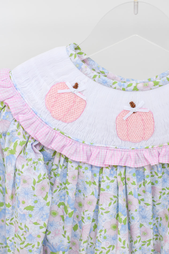 PRE-ORDER Pink Floral Smocked Pumpkin Dress