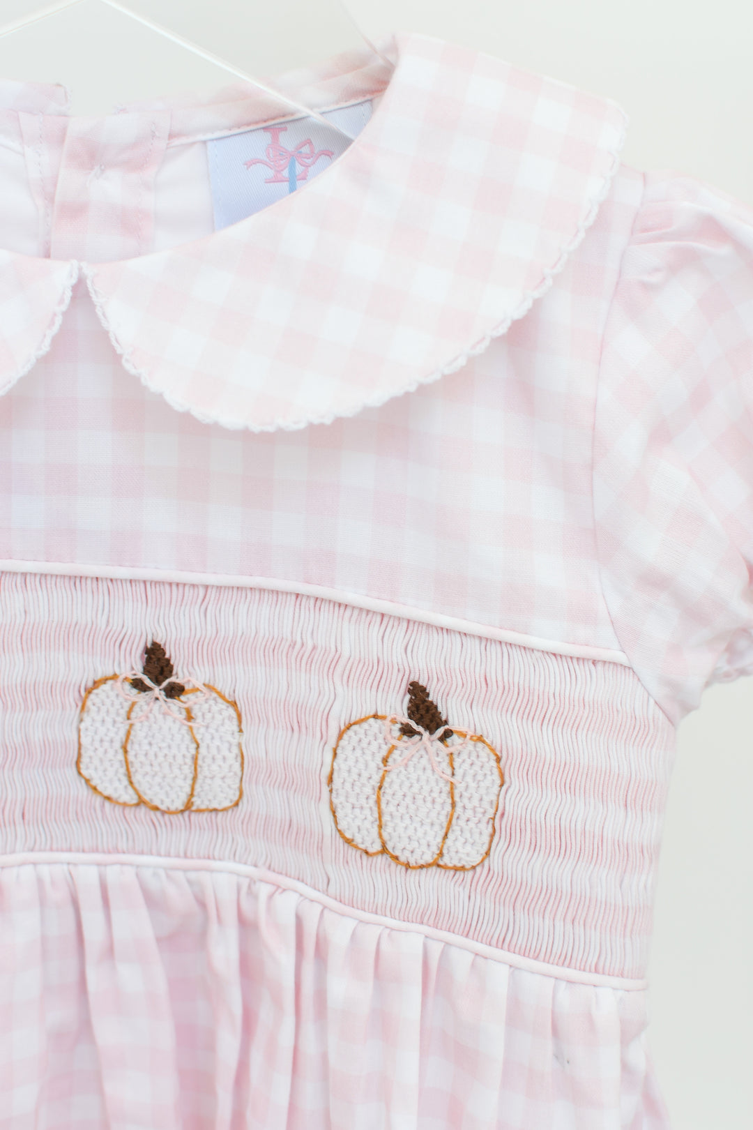 PRE-ORDER Pink Gingham Pumpkin Smocked Dress