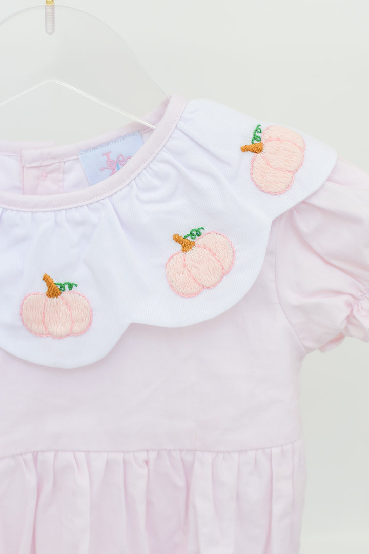 PRE-ORDER Pink Pumpkin Smocked Dress with Scalloped Collar