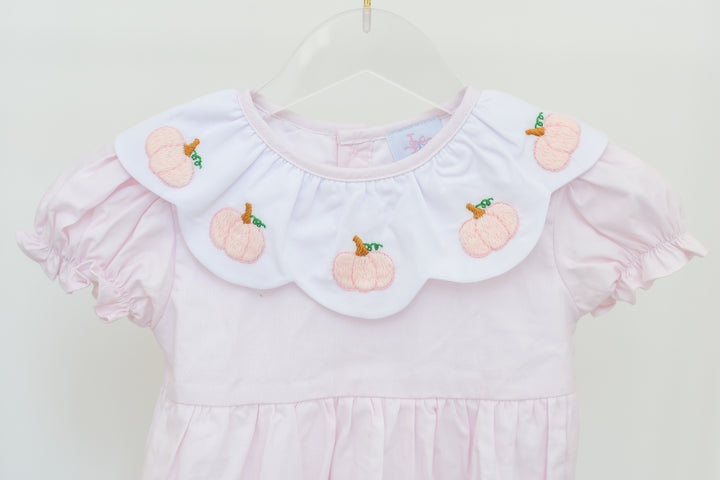 PRE-ORDER Pink Pumpkin Smocked Dress with Scalloped Collar