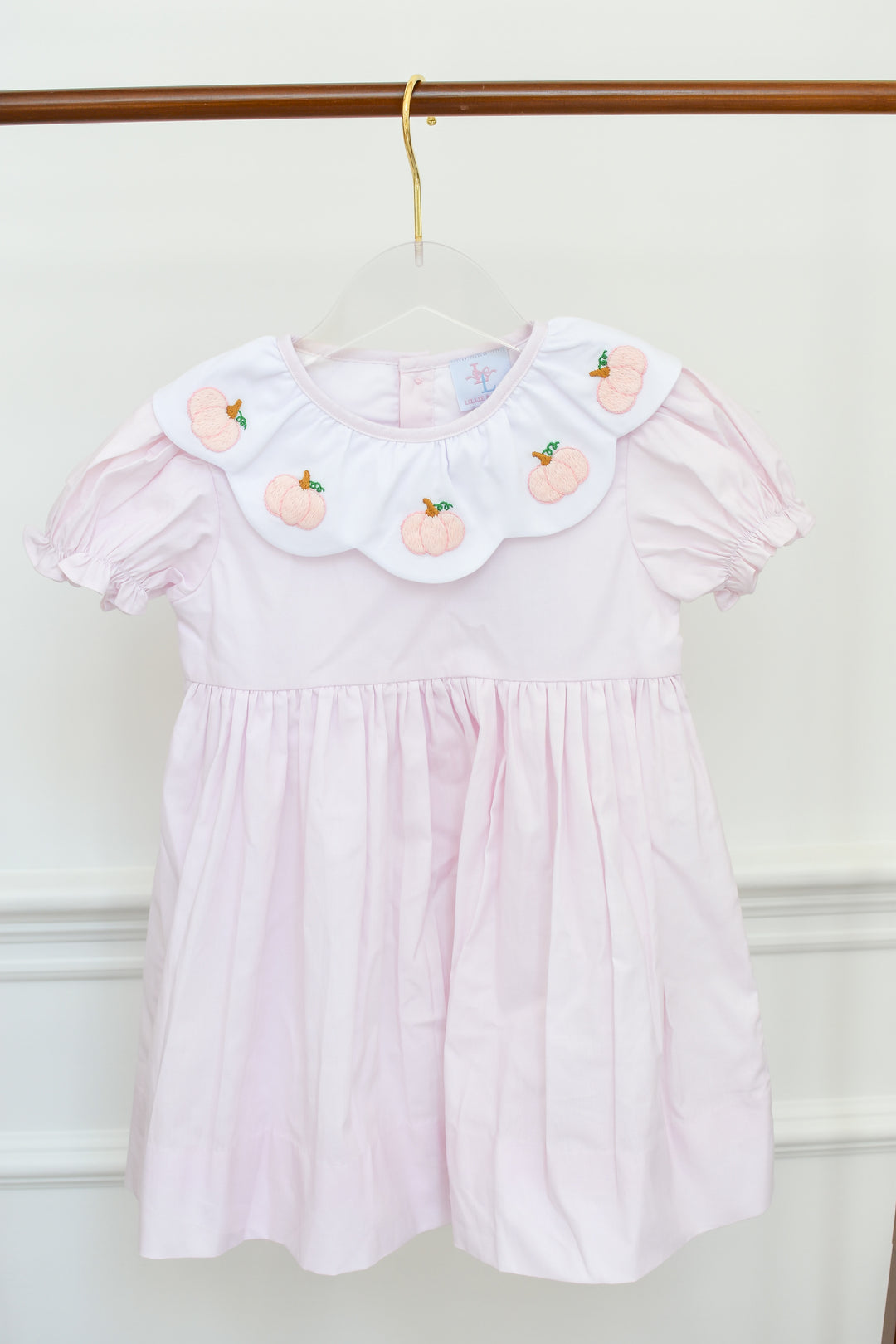 PRE-ORDER Pink Pumpkin Smocked Dress with Scalloped Collar