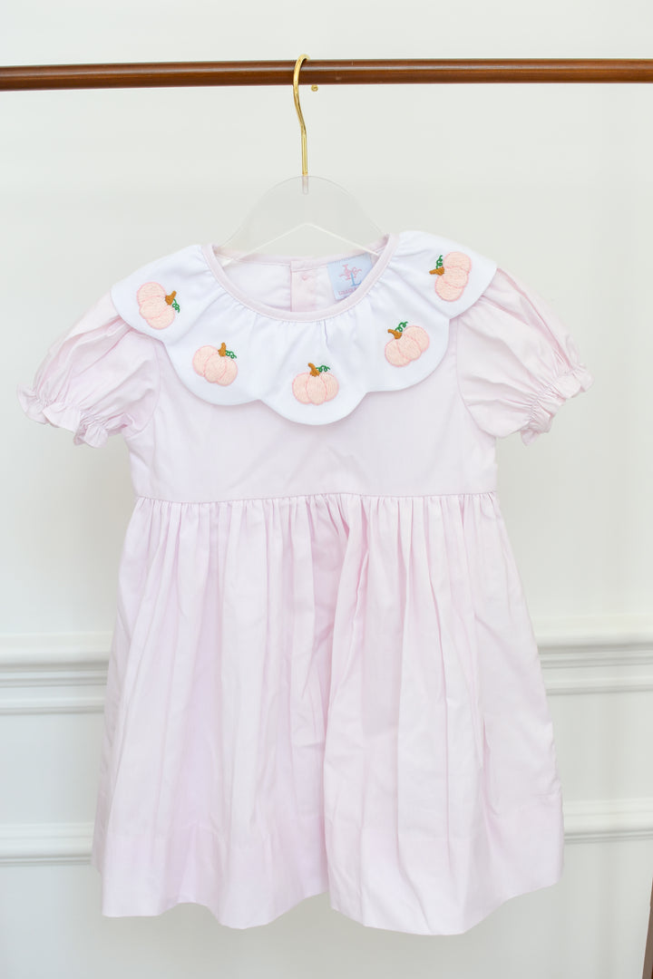 PRE-ORDER Pink Pumpkin Smocked Dress with Scalloped Collar