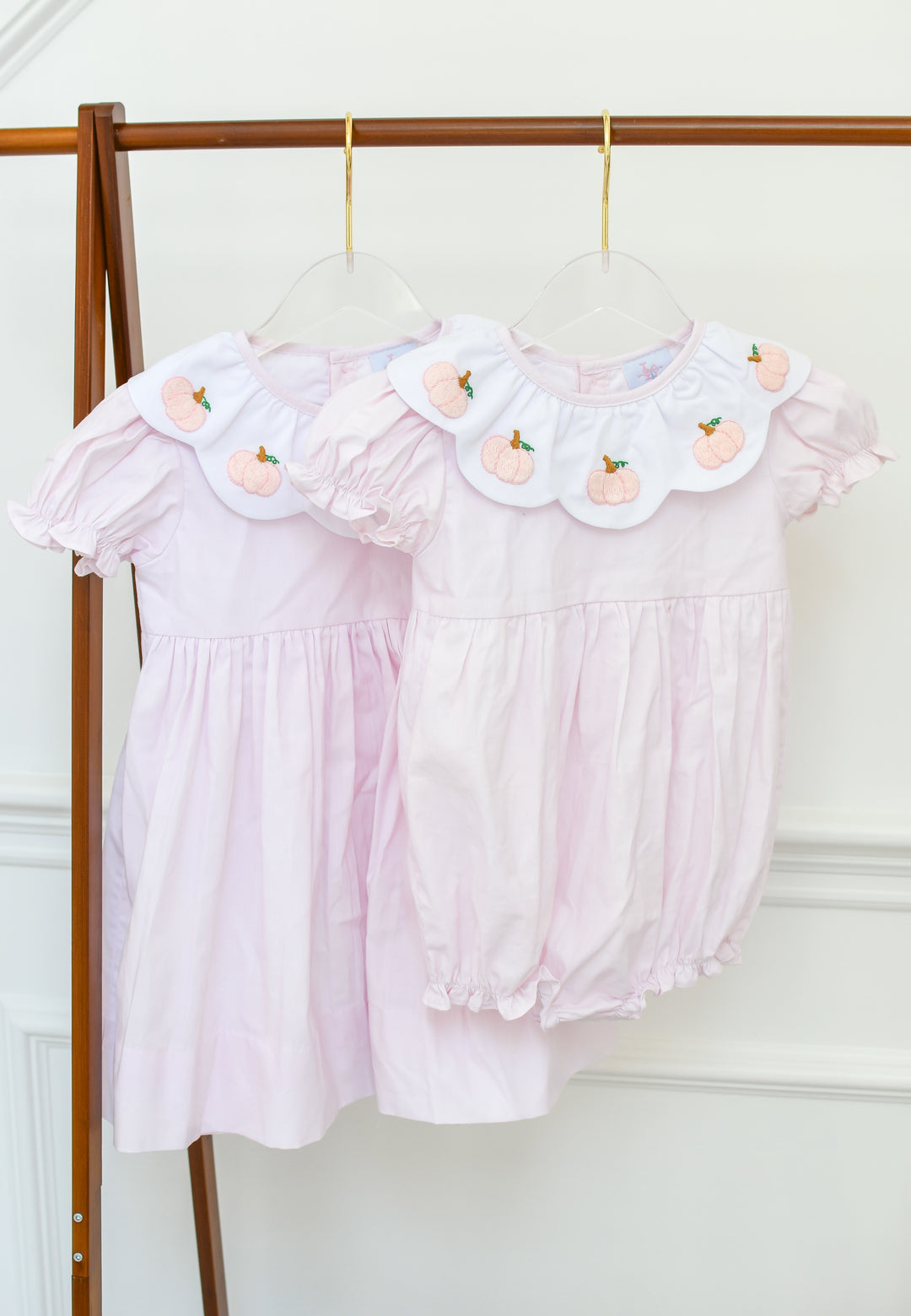 PRE-ORDER Pink Pumpkin Smocked Dress with Scalloped Collar