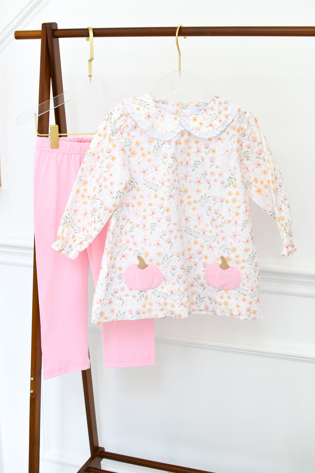 PRE-ORDER Pastel Floral Pumpkin Long Sleeve Legging Set