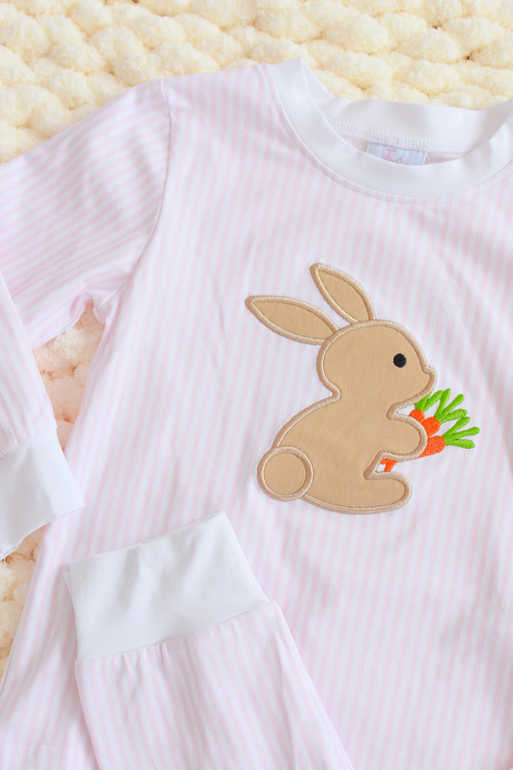 Bunny and Carrots Pink Pajama Set