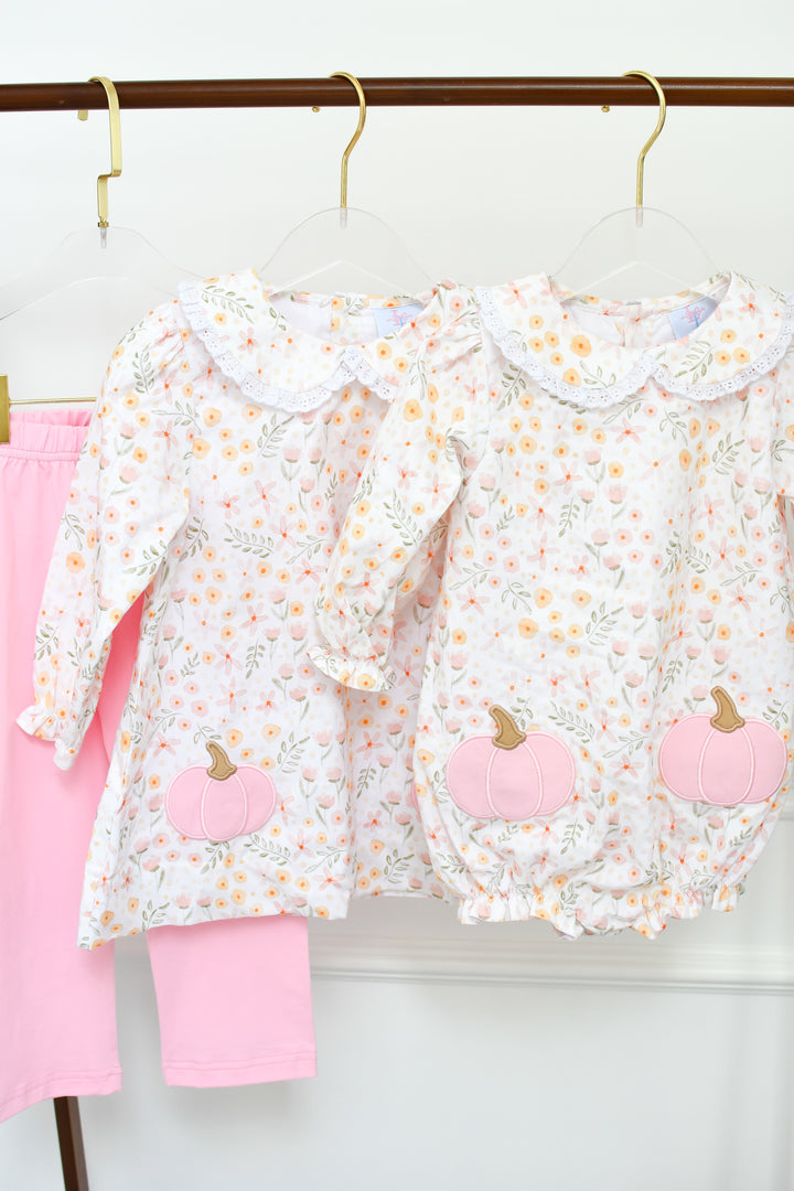 PRE-ORDER Pastel Floral Pumpkin Long Sleeve Legging Set