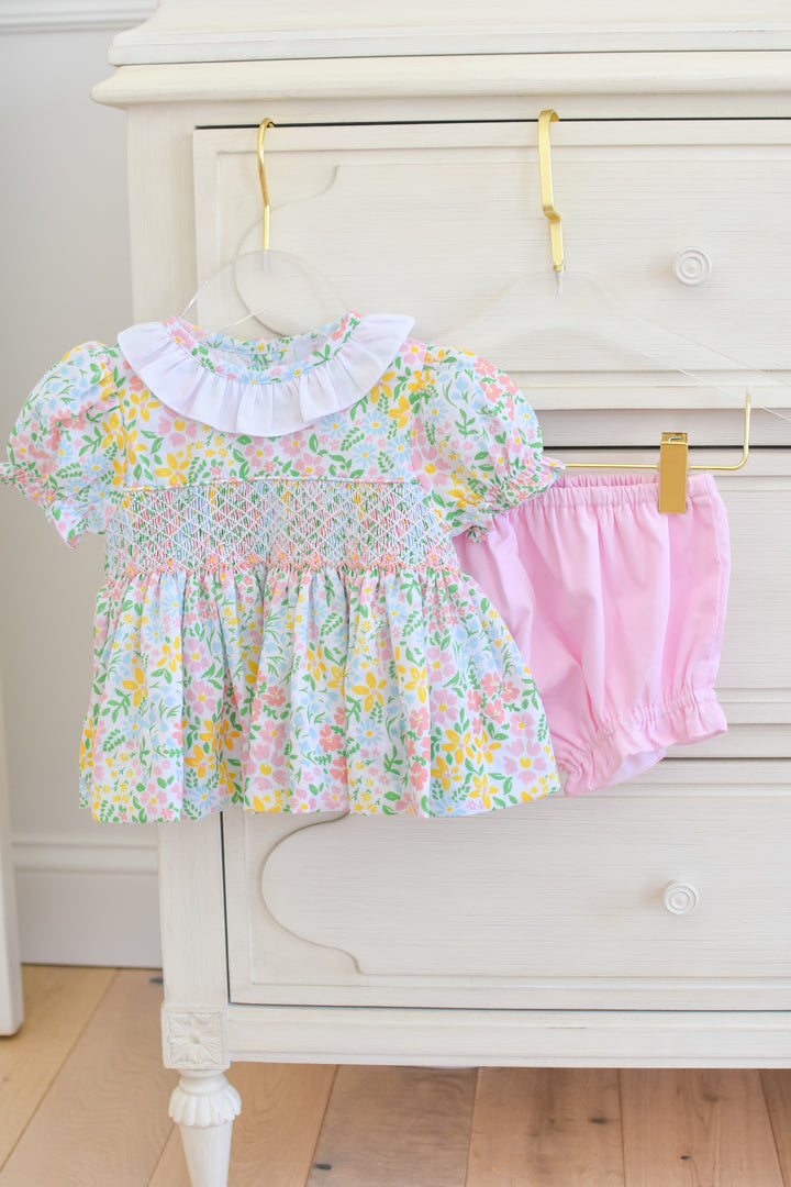 Lila Smocked Diaper Set