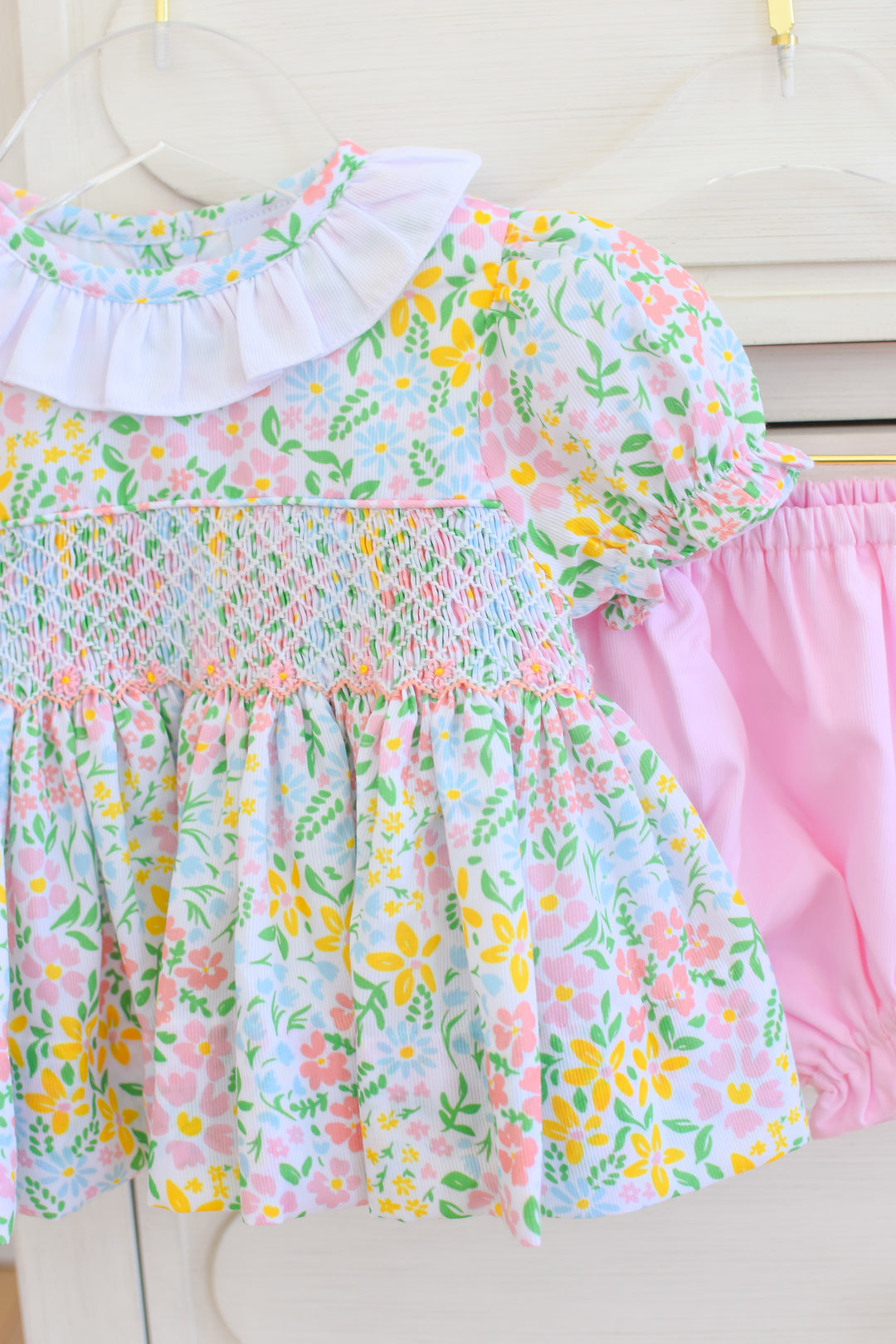 Lila Smocked Diaper Set