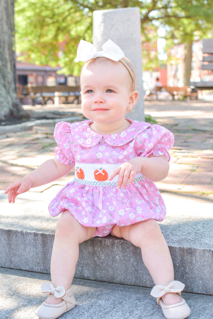 PRE-ORDER Autumn Floral Pumpkin Smocked Bubble
