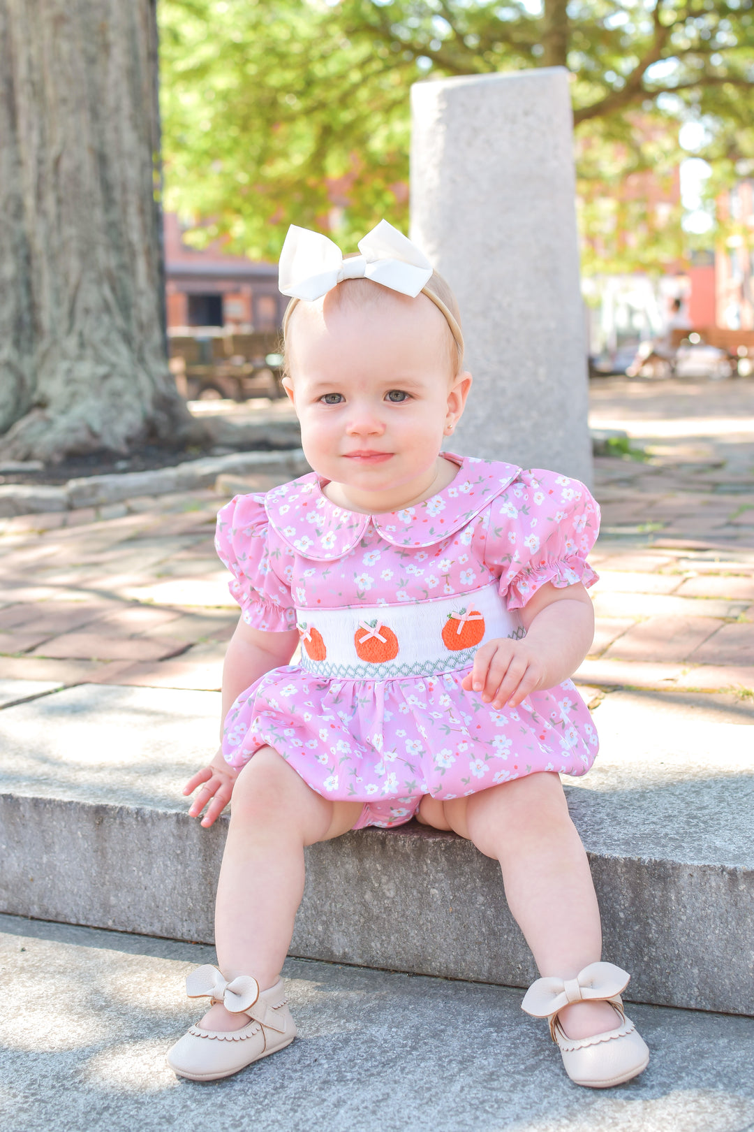 PRE-ORDER Autumn Floral Pumpkin Smocked Bubble