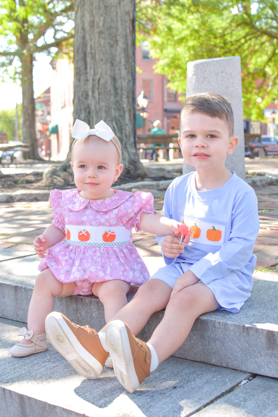 PRE-ORDER Autumn Floral Pumpkin Smocked Bubble