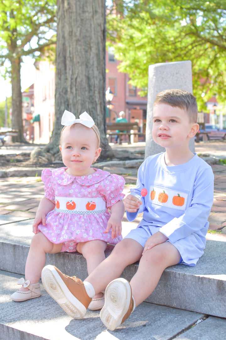 PRE-ORDER Autumn Floral Pumpkin Smocked Bubble