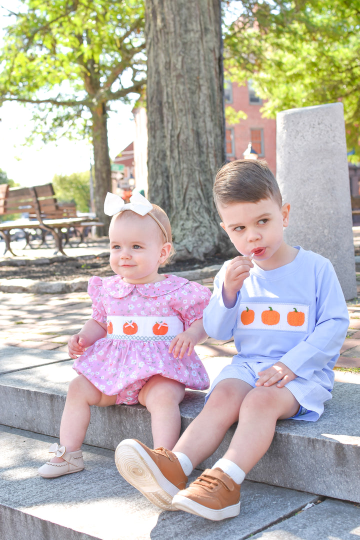 PRE-ORDER Autumn Floral Pumpkin Smocked Bubble
