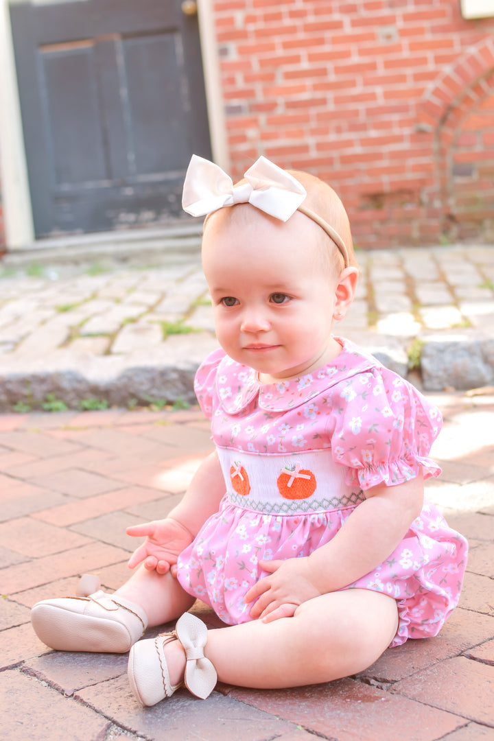 PRE-ORDER Autumn Floral Pumpkin Smocked Bubble