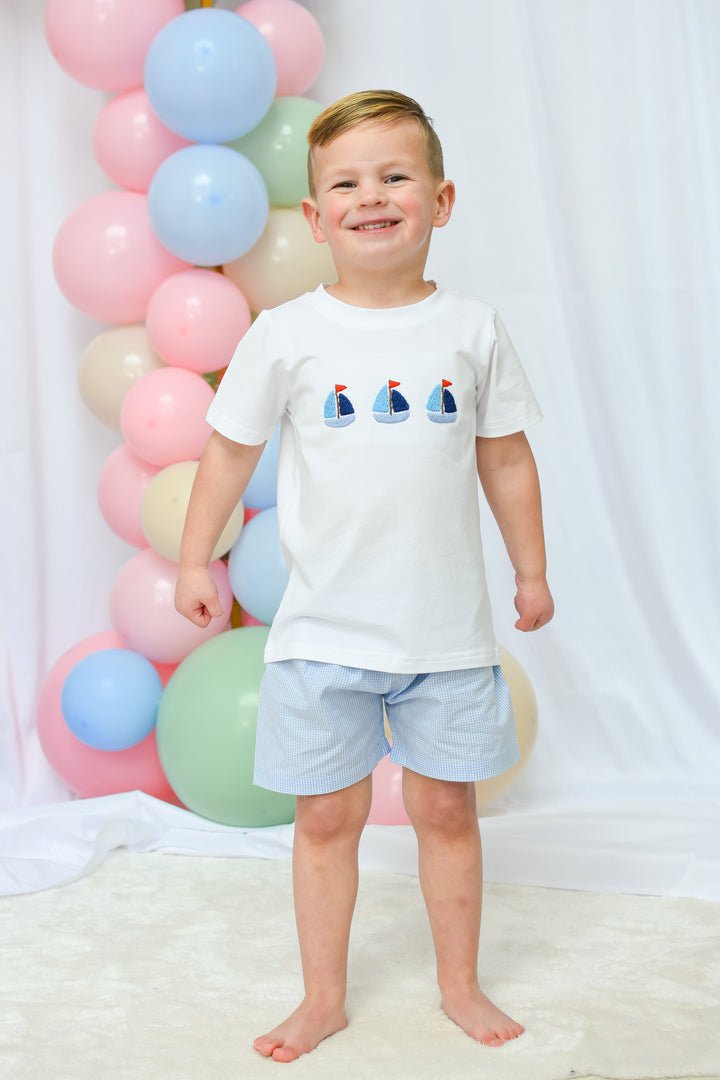 Boys Sailboat Smocked Short Set