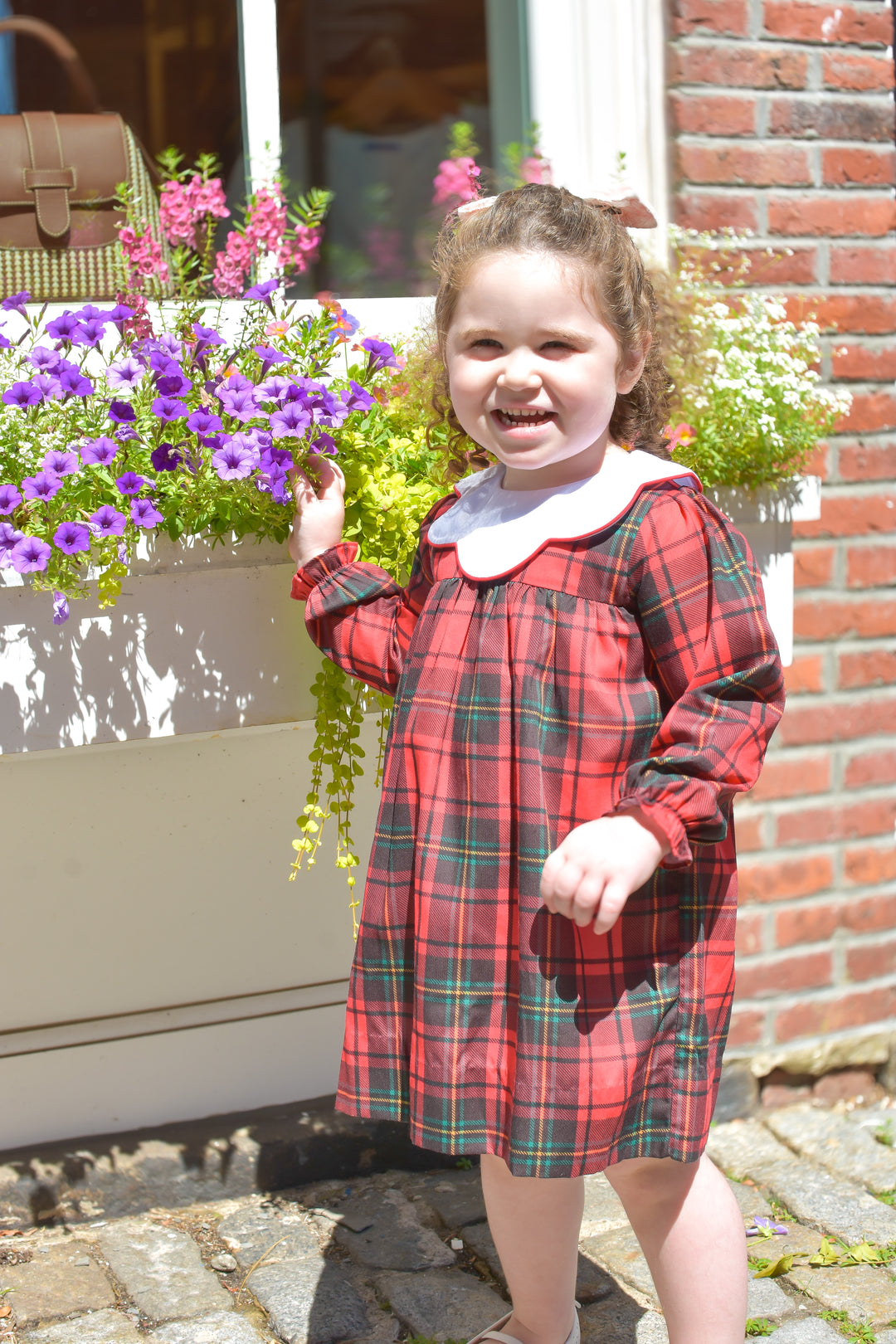 PRE-ORDER Girls Scallop Collar Red Tartan Dress