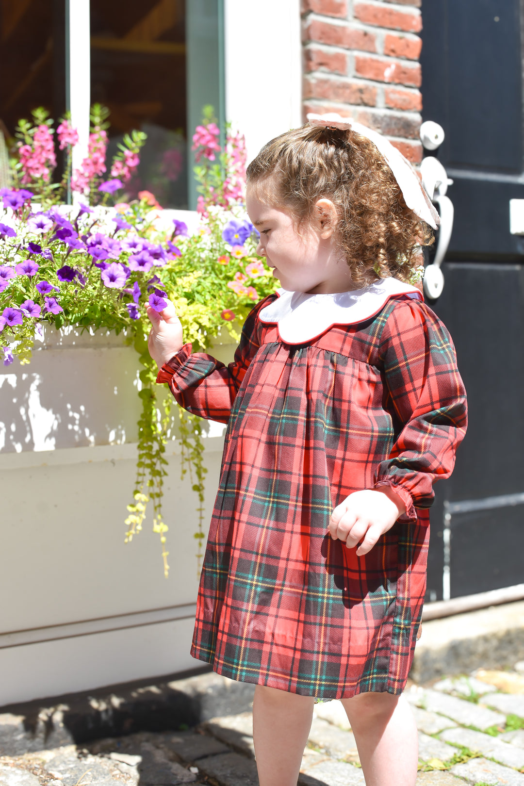 PRE-ORDER Girls Scallop Collar Red Tartan Dress