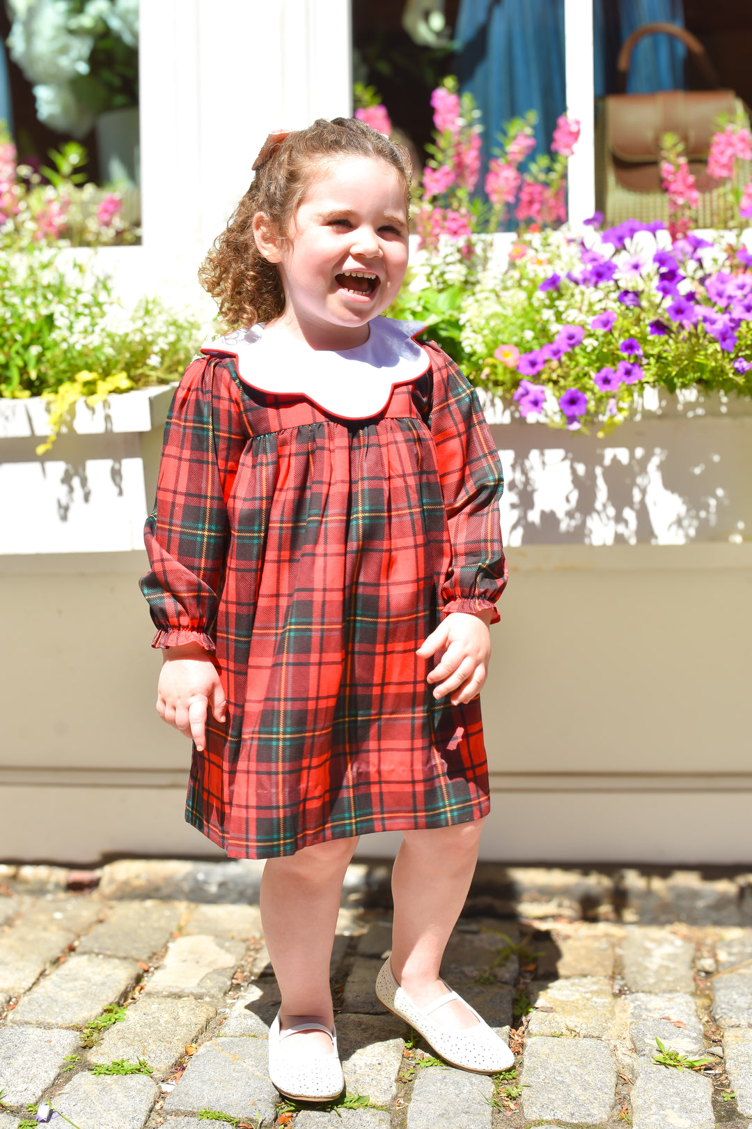 PRE-ORDER Girls Scallop Collar Red Tartan Dress