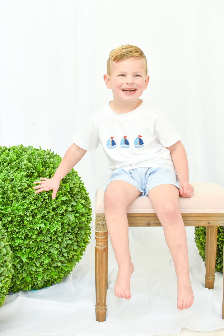 Boys Sailboat Smocked Short Set