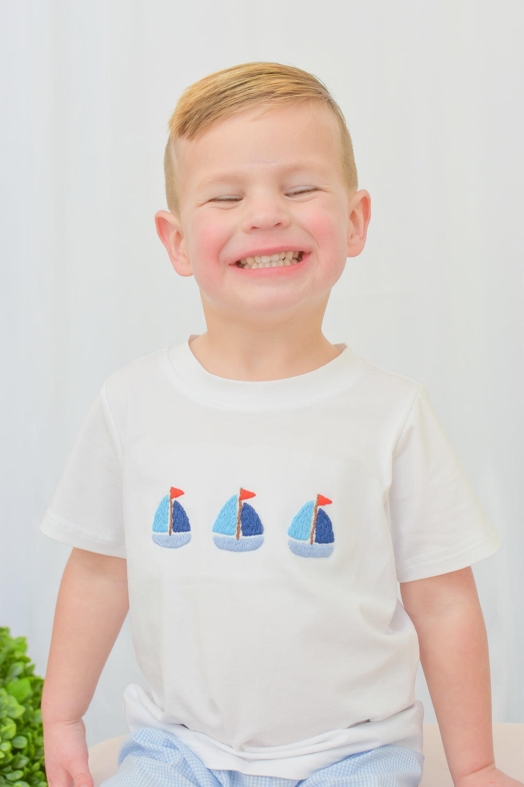 Boys Sailboat Smocked Short Set